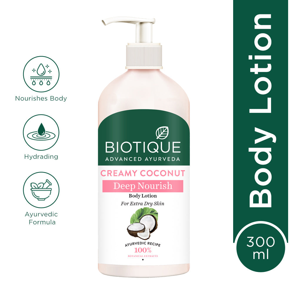 Biotique Creamy Coconut Deep Nourish Body Lotion, 300ml - Buy from Indicrest
