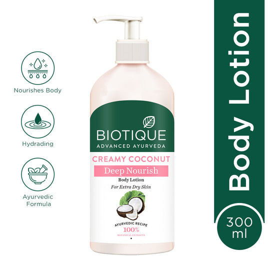 Biotique Creamy Coconut Deep Nourish Body Lotion, 300ml - Buy from Indicrest