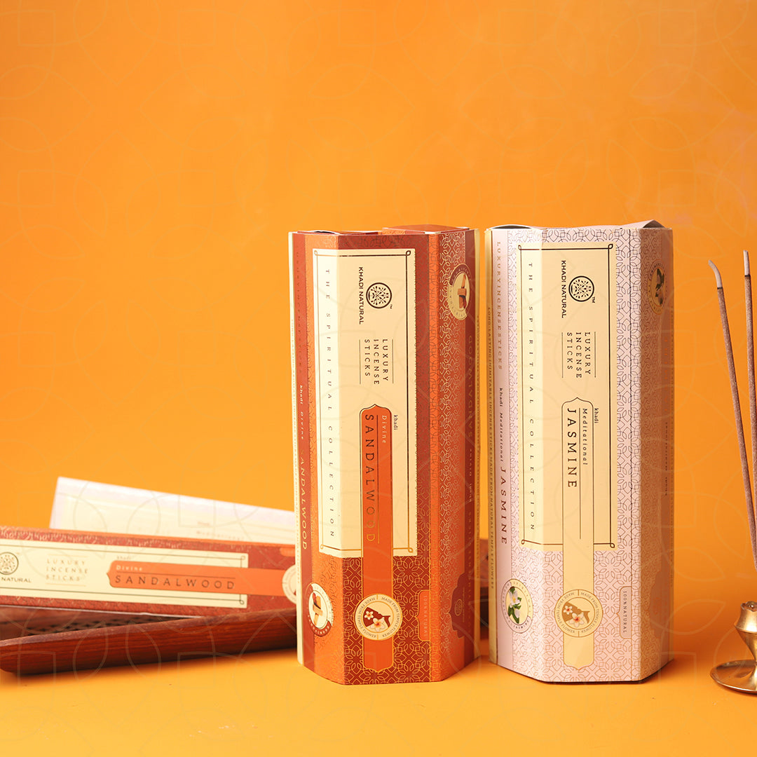 Khadi Natural Incense Sticks Jasmine and Sandalwood Combo of Pack of 6 - Buy from Indicrest