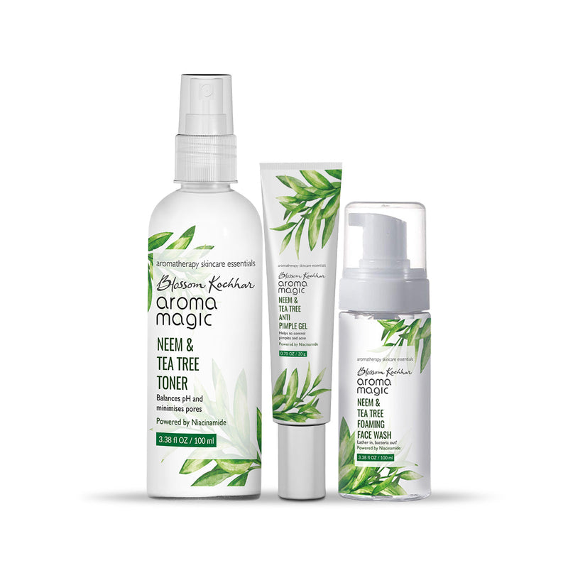 Aroma Magic Anti Pimple Combo - Niacinamide, Neem & tea tree Foaming Face wash 100ml +  Anti pimple gel 20g + Toner 100 ml - Buy from Indicrest