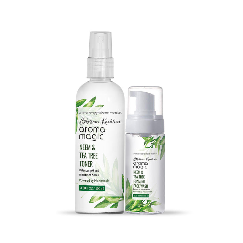 Aroma Magic Anti Pimple Foam Face Wash & Toner Combo, Neem & Tea Tree Foaming Face Wash 100ml + Neem & Tea Tree Toner 100ml - Buy from Indicrest