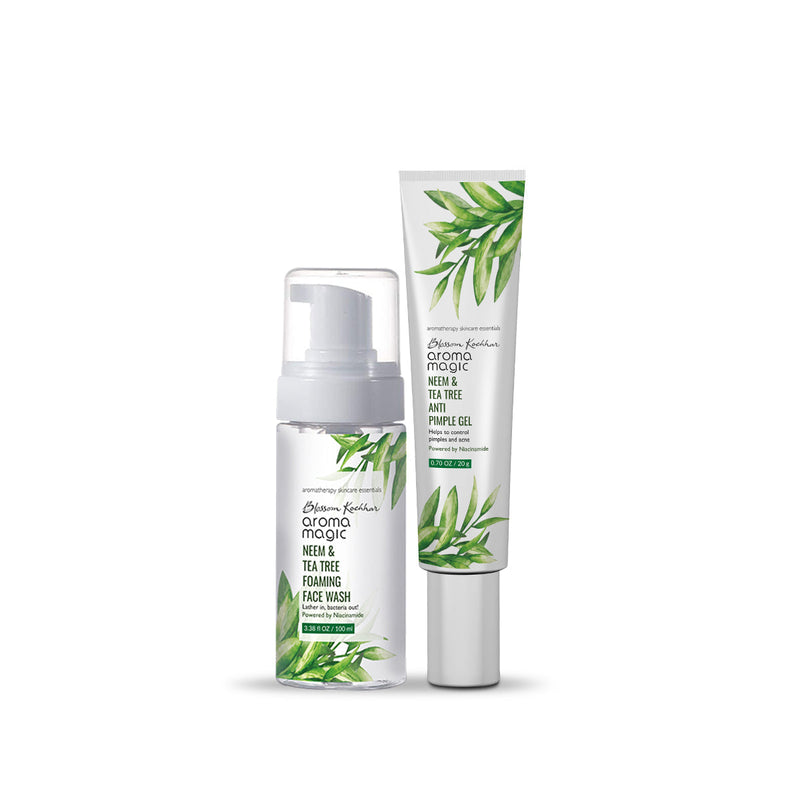 Aroma Magic Anti Pimple Foam Face & Gel Combo, Neem & Tea Tree Foaming Face Wash 100ml + Neem & Tea Tree Anti Pimple Gel 20g - Buy from Indicrest
