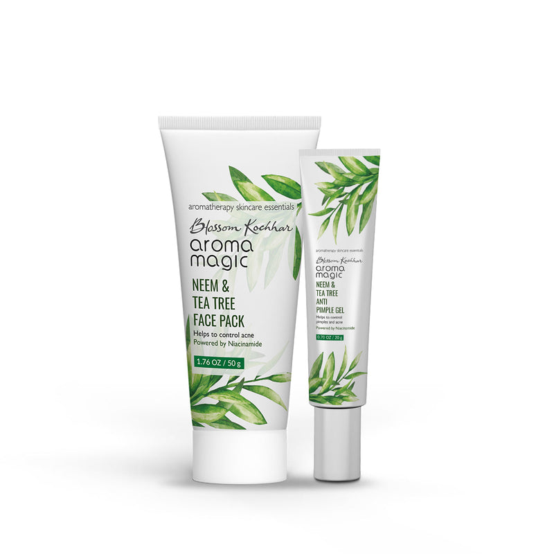 Aroma Magic Anti Pimple Face Pack & Gel Combo, Neem & Tea Tree Face Pack 50g + Neem & Tea Tree Anti Pimple Gel 20g - Buy from Indicrest