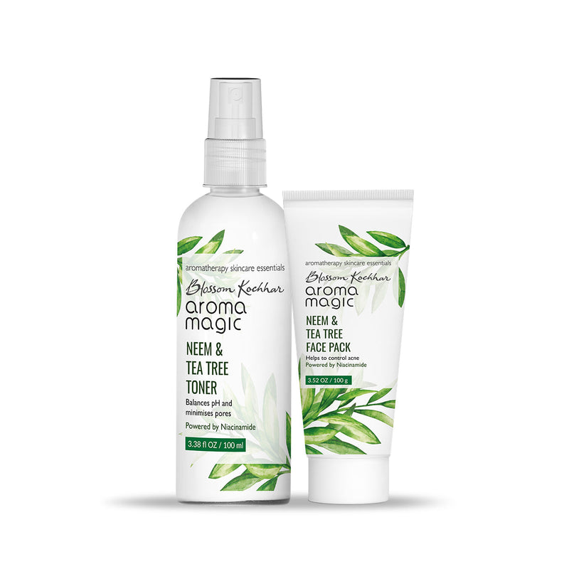 Aroma Magic Anti Pimple Face Pack & Toner Combo, Neem & Tea Tree Face Pack - 100g + Neem & Tea Tree Toner - 100ml - Buy from Indicrest