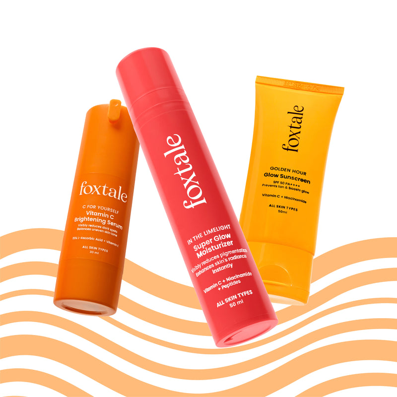 Foxtale Unstoppable Glow Combo Vitamin C Serum + Super Glow Moisturizer + Glow Sunscreen - Buy from Indicrest