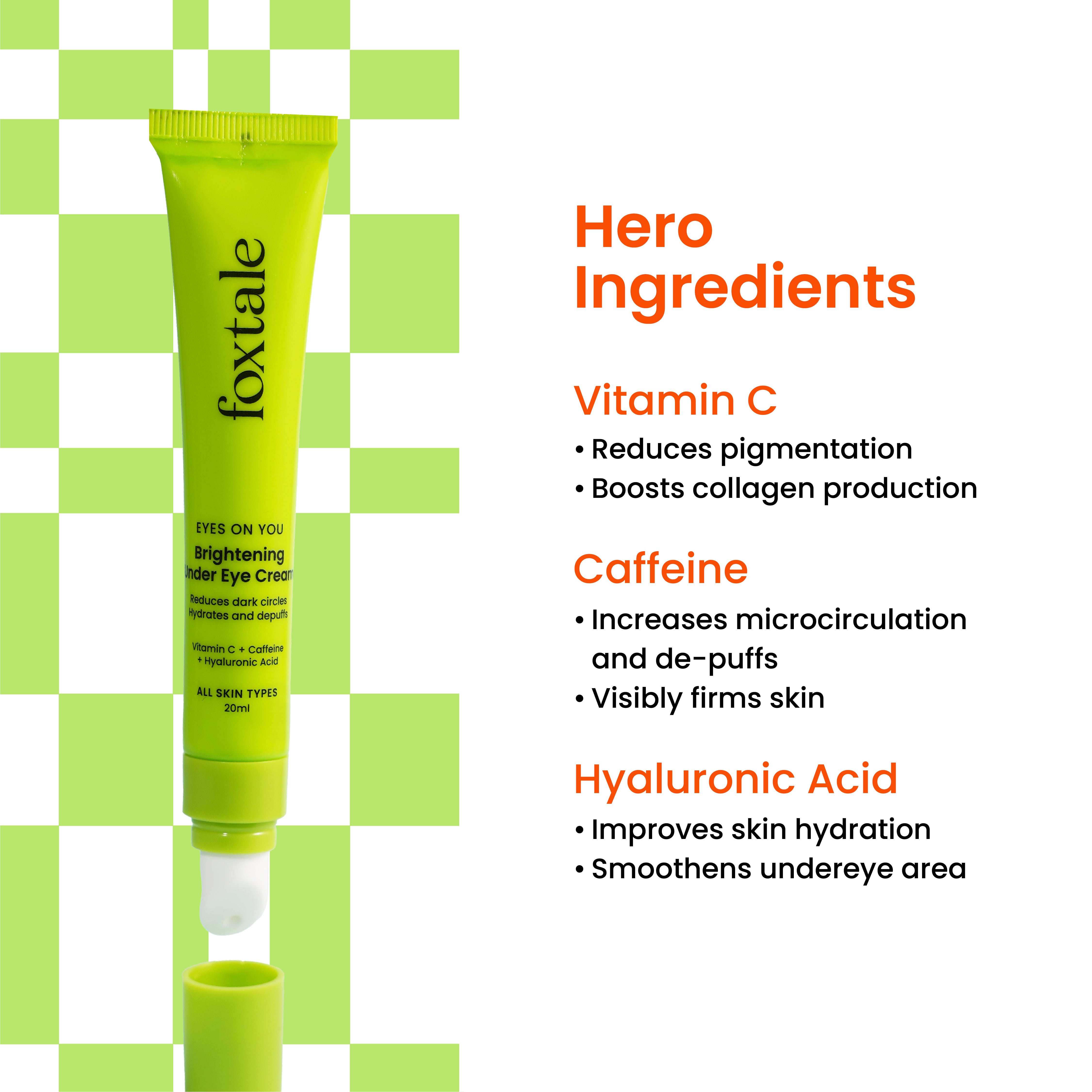 Foxtale Brightening Under Eye Cream A dark circle reducing eye cream that works like a under eye filler | 20 ml - Image 3 - Buy from Indicrest