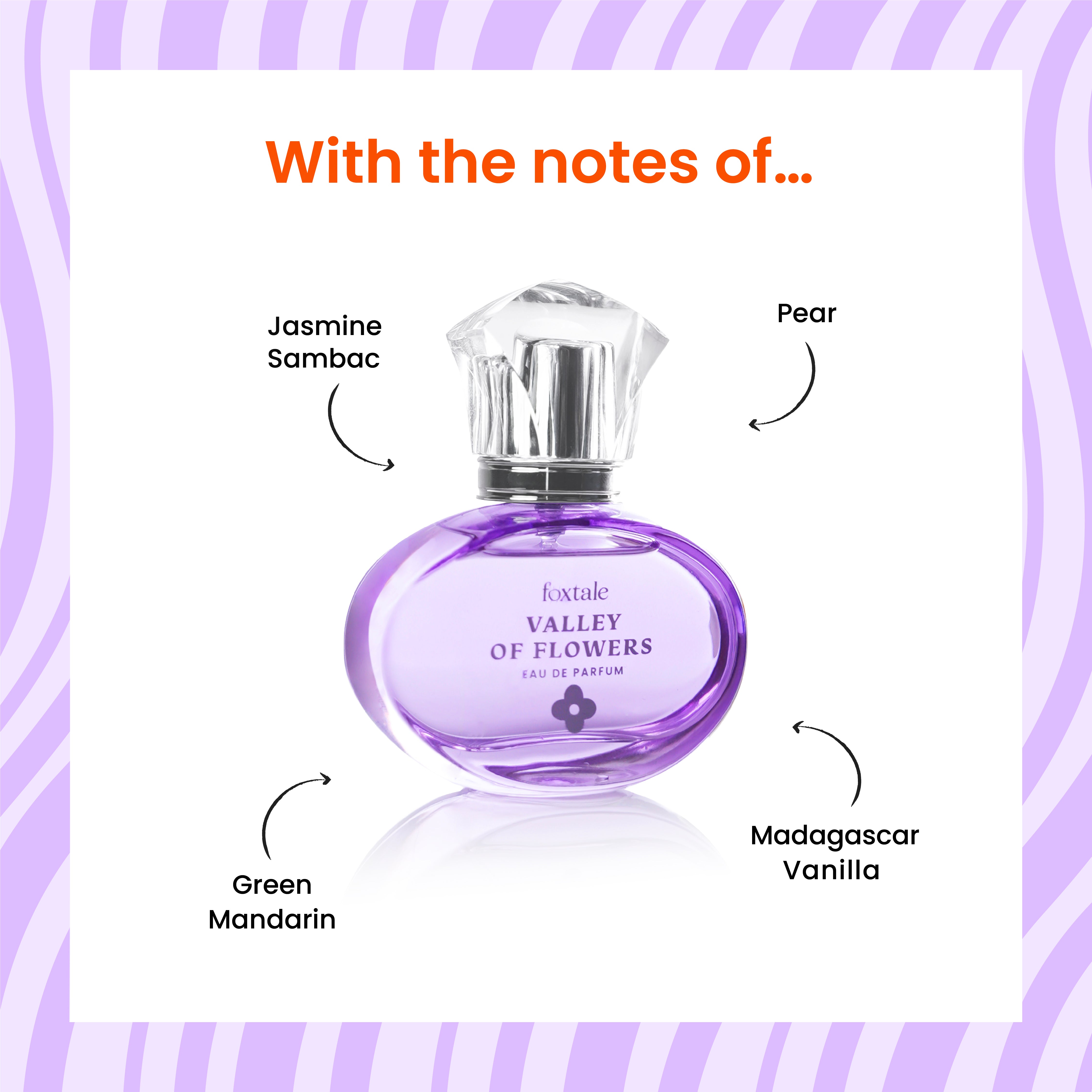 Foxtale Valley of Flowers Perfume A long-lasting fragrance that feels like a floral cape | 50 ml - Image 3 - Buy from Indicrest