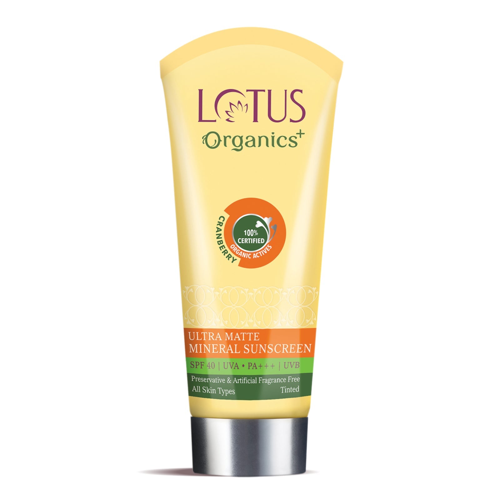 Lotus Herbals Organics+ Ultra Matte Mineral Sunscreen SPF 40 PA+++, 100g