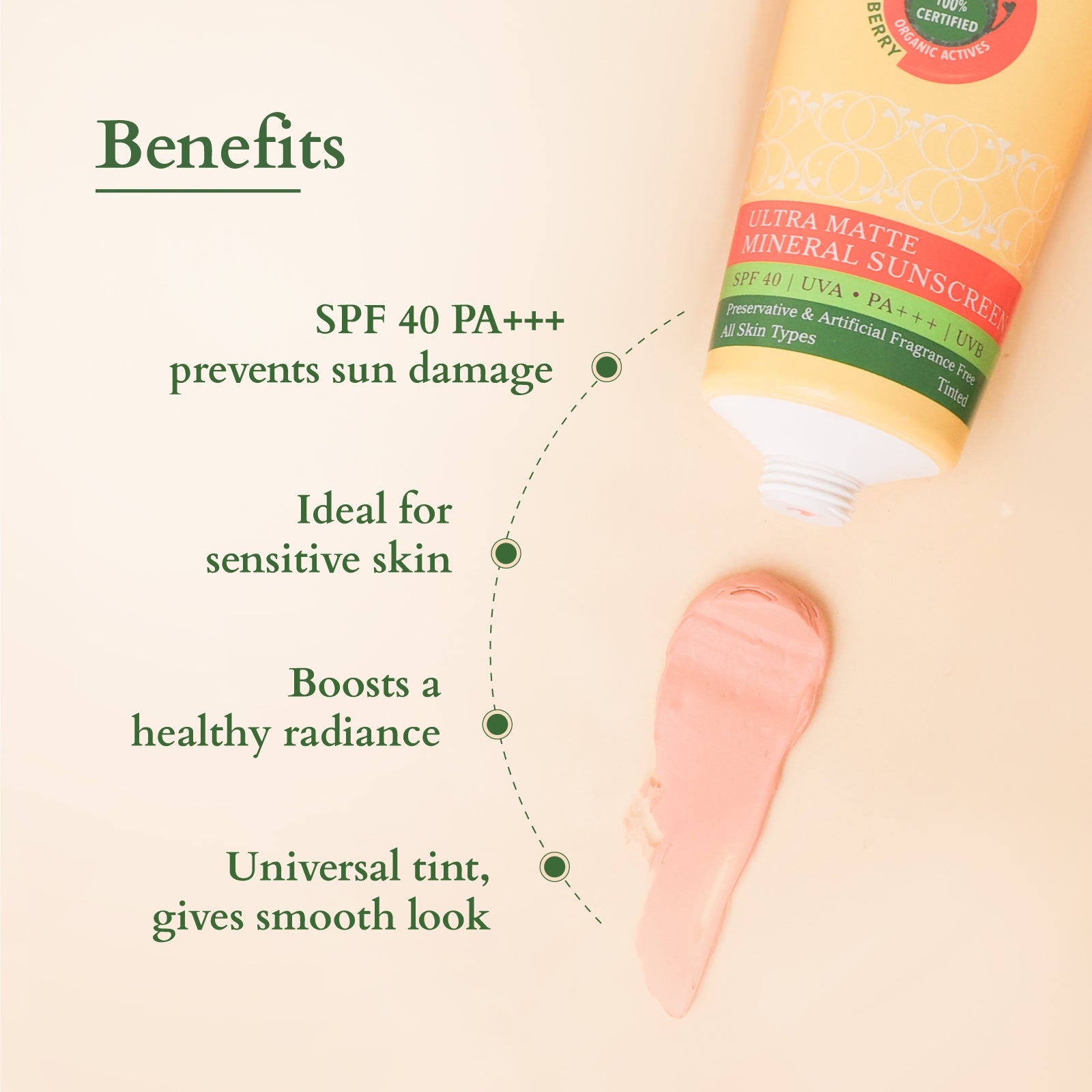 Lotus Herbals Organics+ Ultra Matte Mineral Sunscreen SPF 40 PA+++, 100g