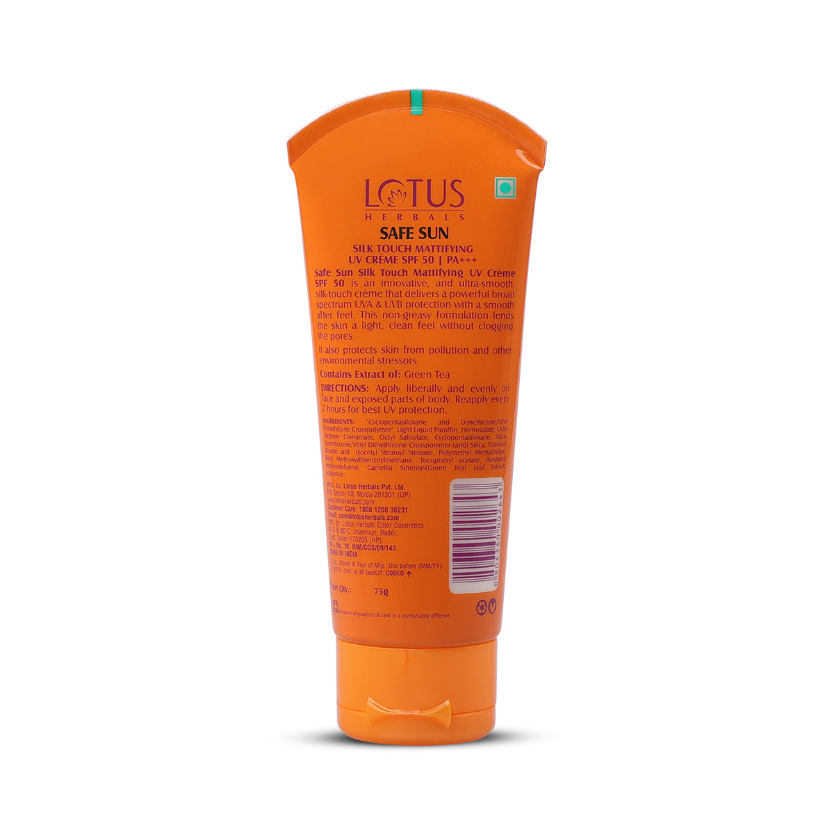 Lotus Herbals Safe Sun Silk Touch Mattifying UV Creme SPF 50, 75g
