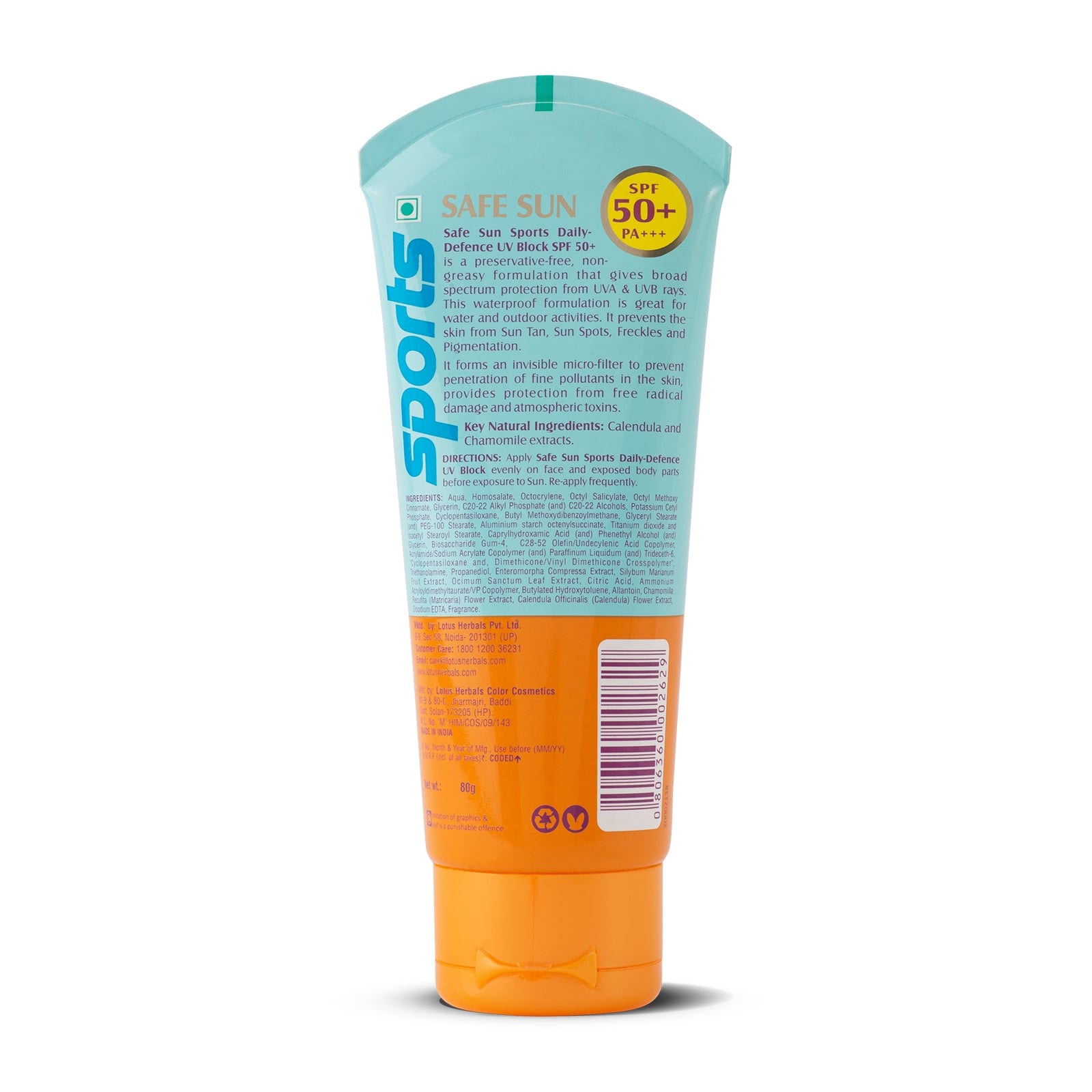 Lotus Herbals Safe Sun Sports Daily-Defence UV Block Sunscreen SPF 50+, 40g