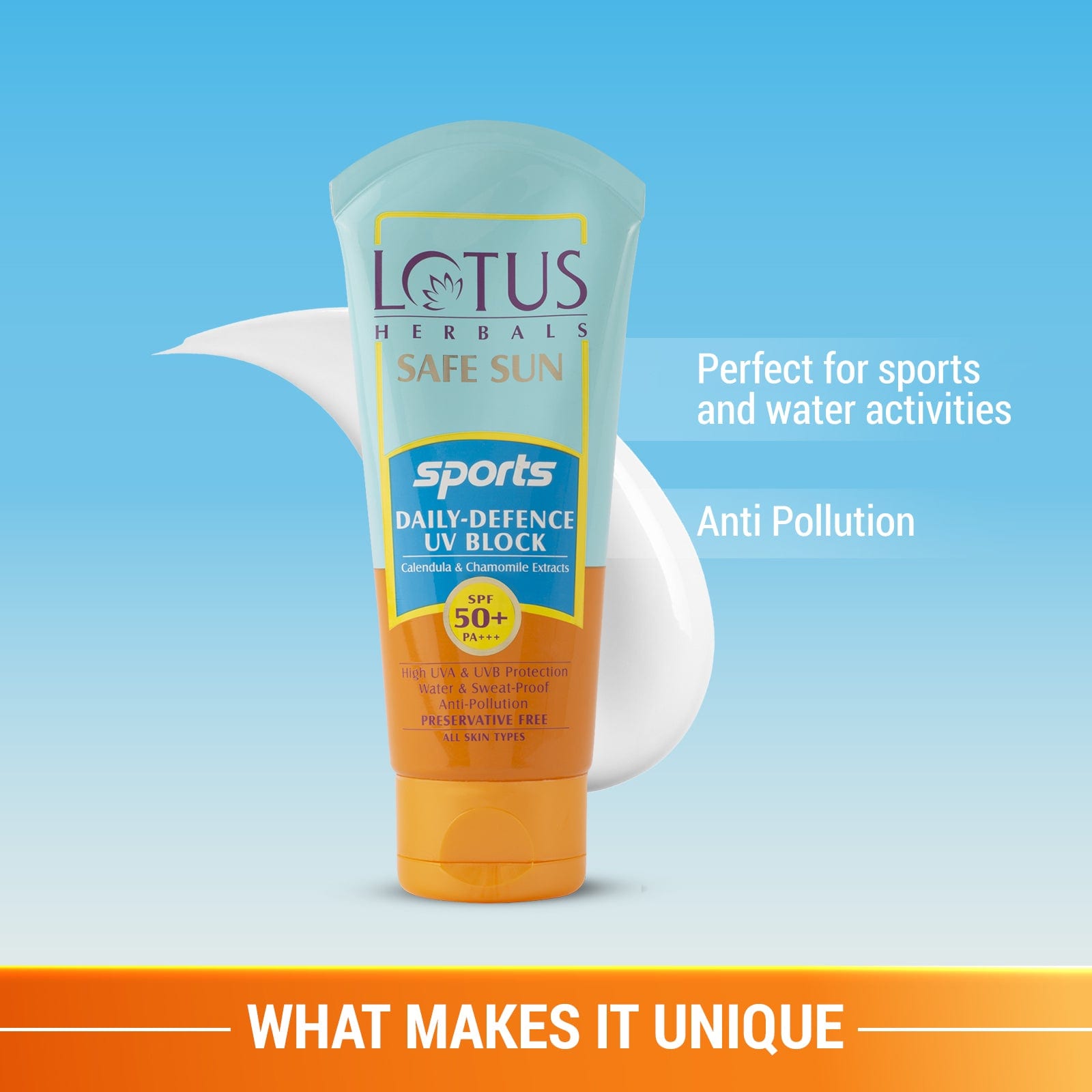 Lotus Herbals Safe Sun Sports Daily-Defence UV Block Sunscreen SPF 50+, 80g