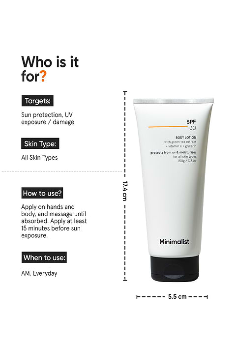 Minimalist SPF 30 Body Lotion For Broad Spectrum SPF 30, PA++++, 150g - Image 3 - Buy from Indicrest