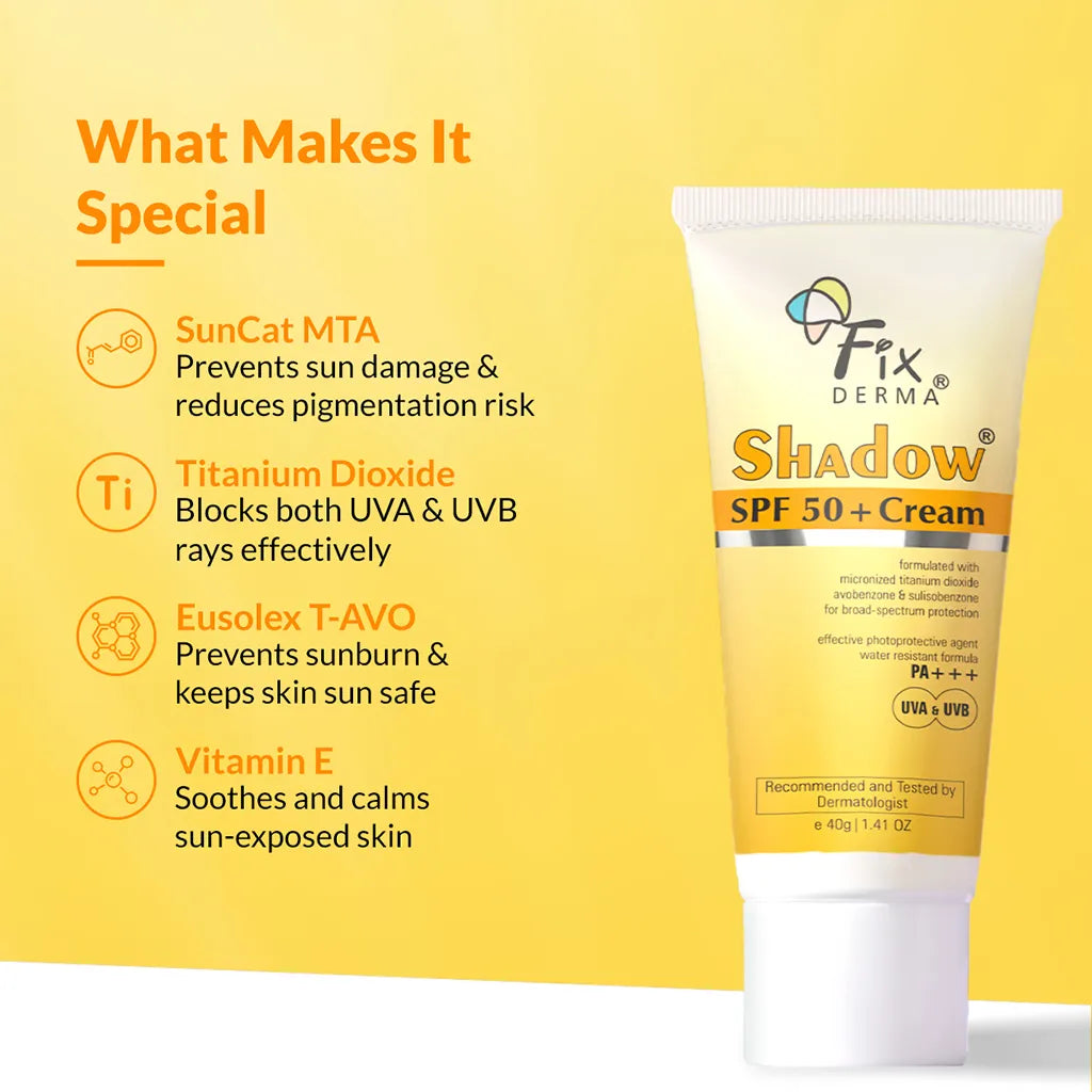 Fixderma Shadow Sunscreen SPF 50 + Cream 40g Pack of 2 | Long-Lasting SPF 50+ Protection for Dry Skin - Image 6 - Buy from Indicrest