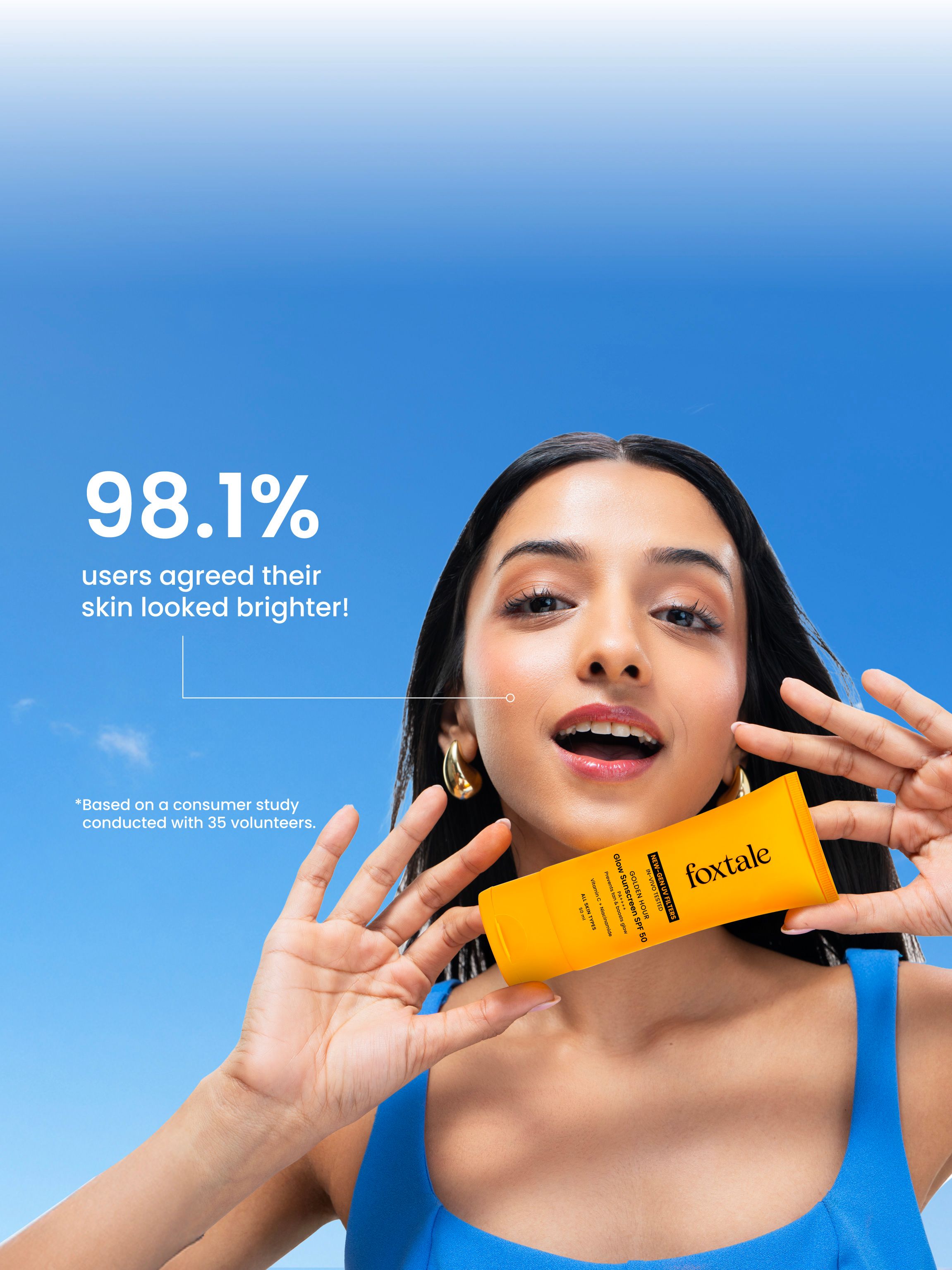 Foxtale Glow sunscreen SPF 50, In-Vivo Tested with PA++++ Bright, Protected Skin with Vitamin C + Niacinamide | 100% New-Gen UV Filters | 50ml - Image 10 - Buy from Indicrest