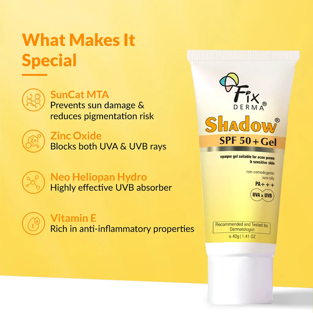 Fixderma Shadow SPF 50+ Gel Sunscreen 40g Pack of 3 | Perfect for all-season sun protection with SPF 50+ - Image 4 - Buy from Indicrest