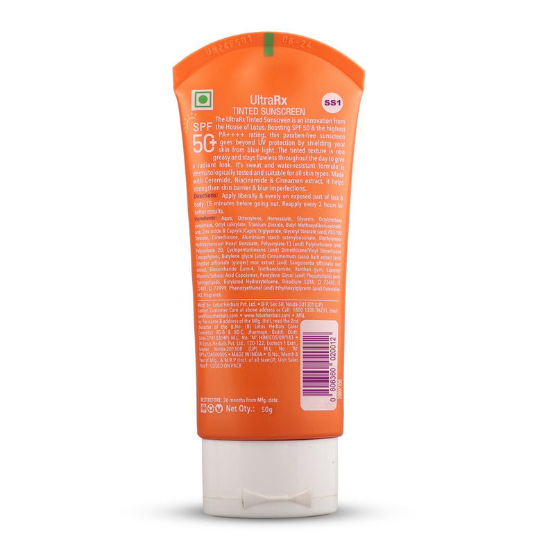 Lotus Herbals Safe Sun UltraRx Tinted Sunscreen SPF 50+, S1 - 75g