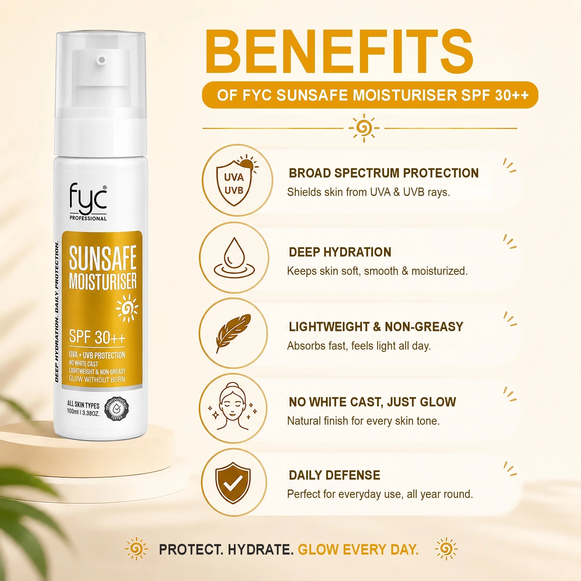 fyc-professional-sunsafe-moisturiser-spf-protection-hydration-lotion-100ml - Image 2 - Buy from Indicrest