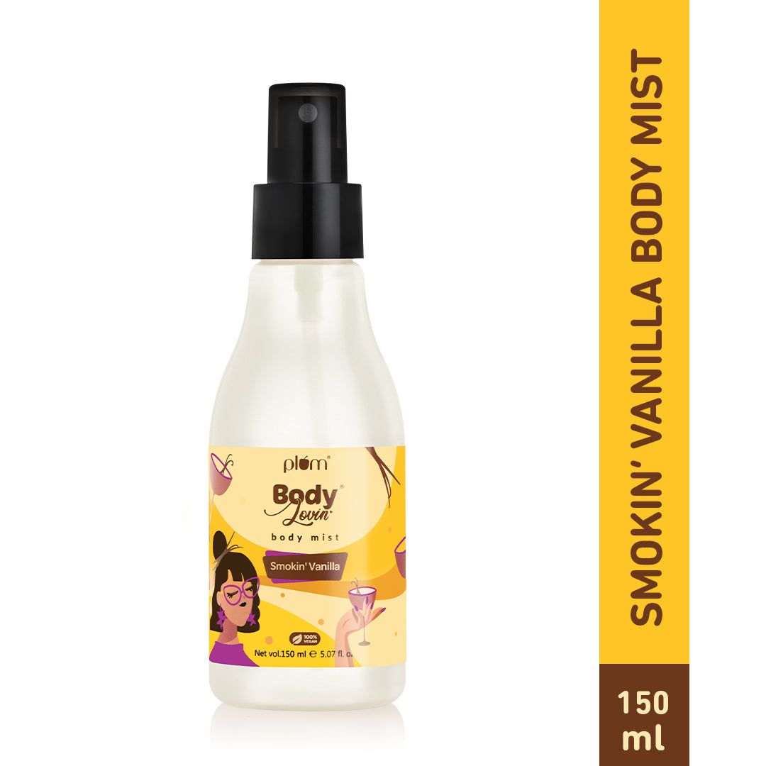 Plum Smokin' Vanilla Body Mist by Plum BodyLovin' | Long Lasting | Travel-Friendly | Spicy Vanilla Fragrance | Perfume Body Spray, 150ml