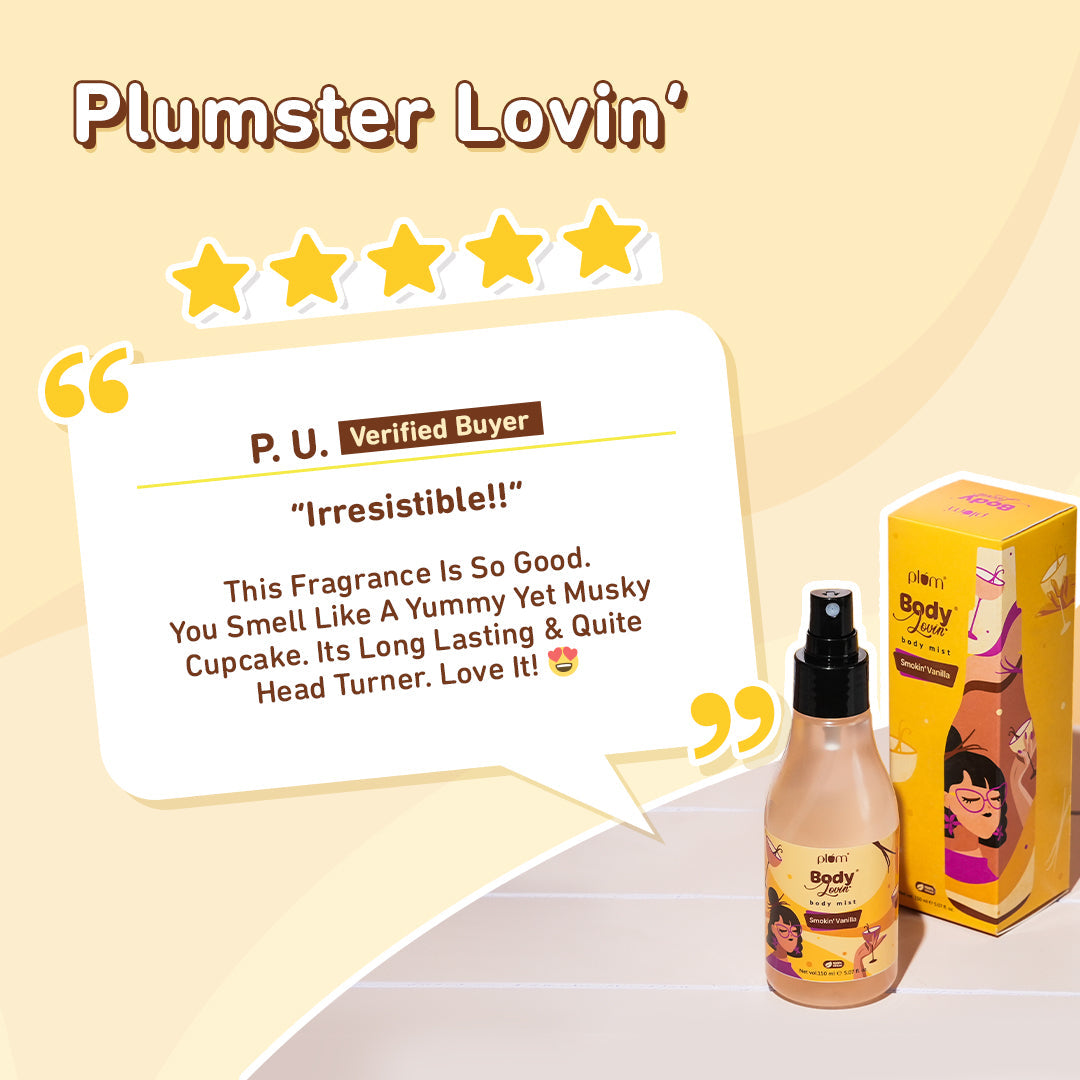 Plum Smokin' Vanilla Body Mist by Plum BodyLovin' | Long Lasting | Travel-Friendly | Spicy Vanilla Fragrance | Perfume Body Spray, 150ml