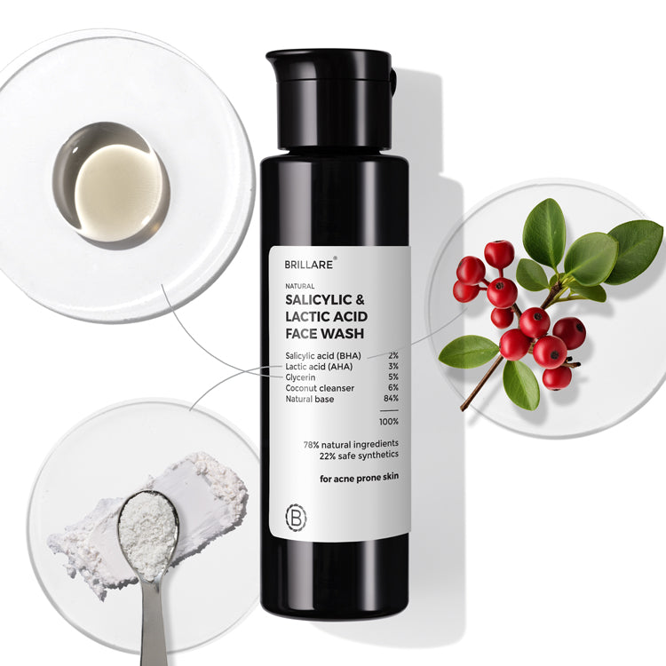 Brillare 2% Salicylic and 3% Lactic Acid Face Wash for acne prone skin, 100ml - Buy from Indicrest