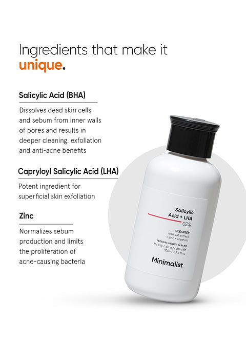 Minimalist Salicylic Acid + LHA 2% Cleanser For Reduces Sebum &amp; Prevents Breakout Without Drying Skin, 100ml - Image 5 - Buy from Indicrest
