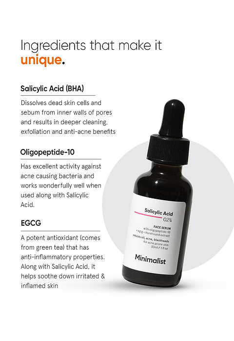 Minimalist Salicylic Acid 2% Face Serum For Reduces Acne, Blackheads &amp; Excessive Oil, 60ml - Image 5 - Buy from Indicrest
