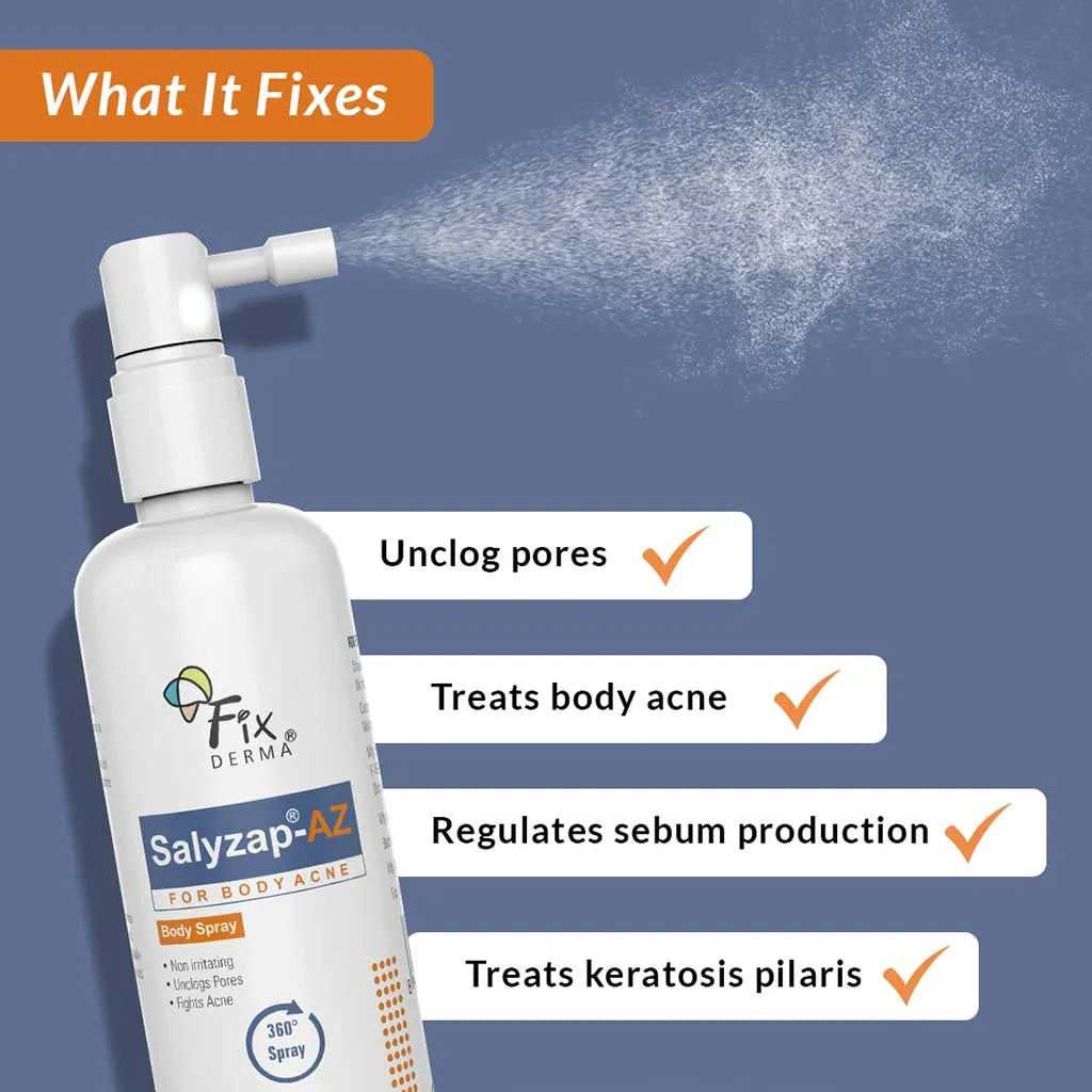 Fixderma Salyzap Body Wash + Salyzap-AZ Body Spray | 360° Coverage To Treat and Prevent Body Acne, Body Wash 200ml + Body Spray 100ml - Image 3 - Buy from Indicrest