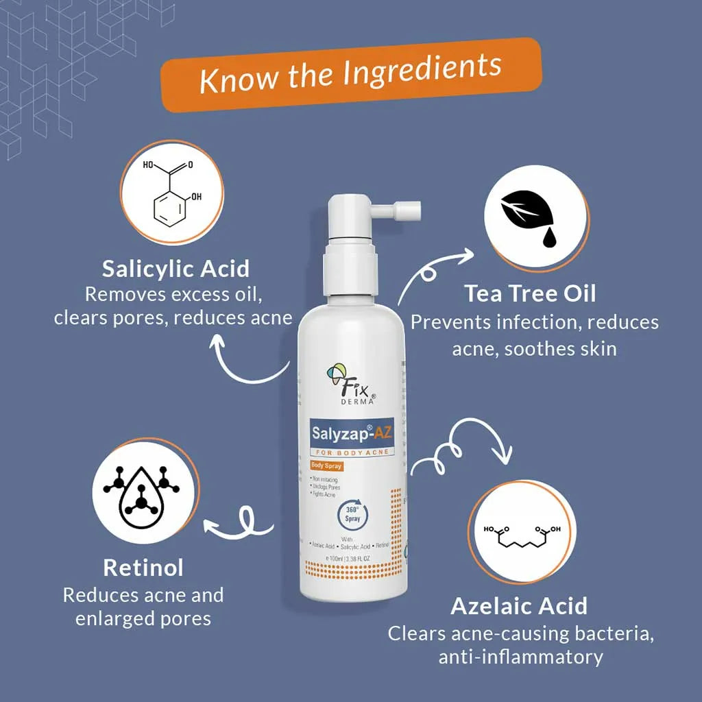 Fixderma Salyzap Body Wash + Salyzap-AZ Body Spray | 360° Coverage To Treat and Prevent Body Acne, Body Wash 200ml + Body Spray 100ml - Image 5 - Buy from Indicrest