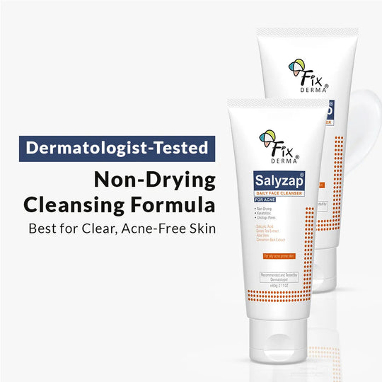 Fixderma Salyzap Daily Face Cleanser 60g Pack of 2 | Non-Drying Cleansing Formula for Clear, Acne-Free Skin - Buy from Indicrest