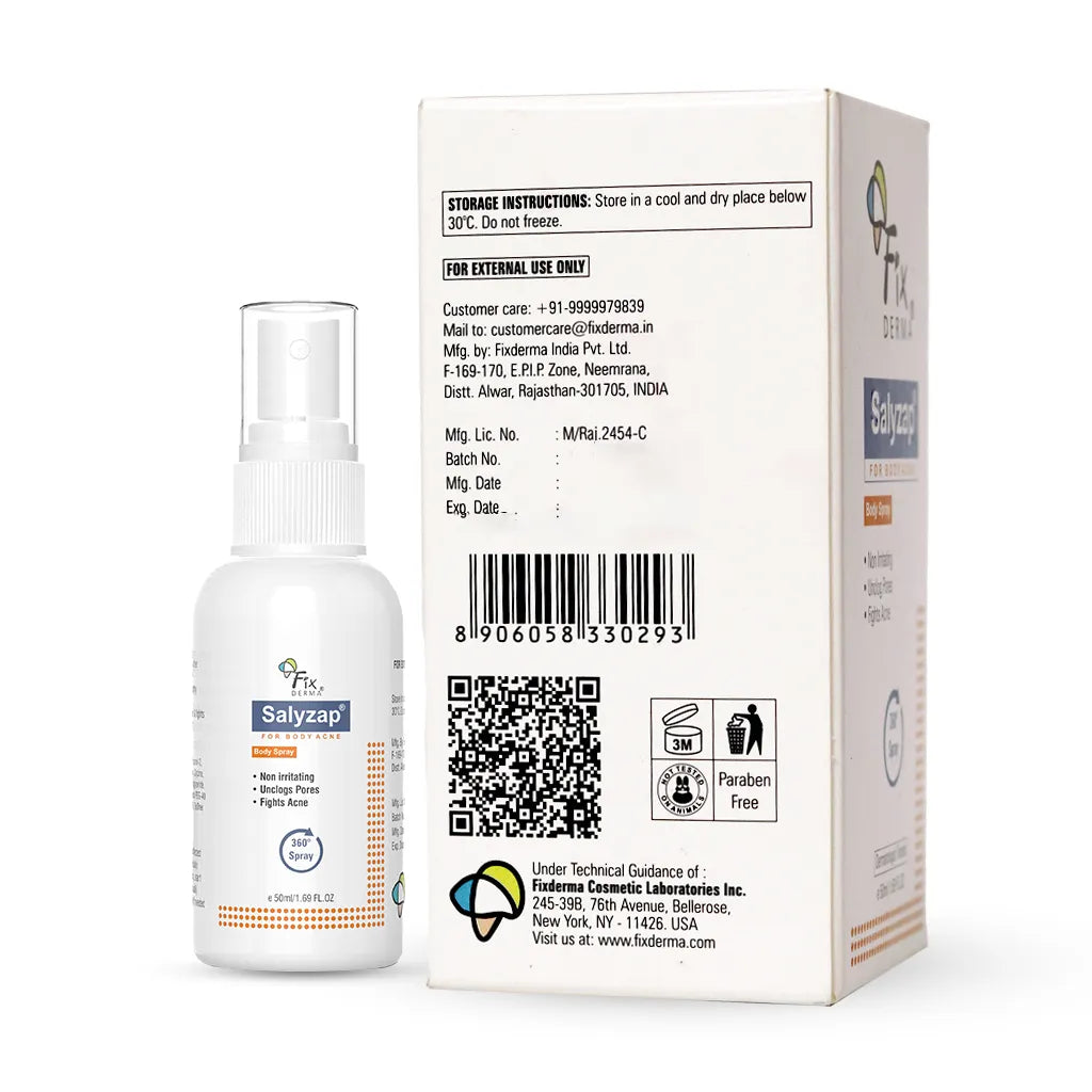 Fixderma Salyzap Spray for Body Acne | Effective spray for all-round treatment of body acne, 50ml - Image 9 - Buy from Indicrest