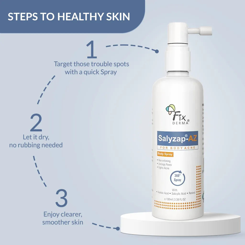 Fixderma Salyzap-AZ Body Spray | An Innovative 360° Spray for Back & Body Acne, 100ml - Image 6 - Buy from Indicrest