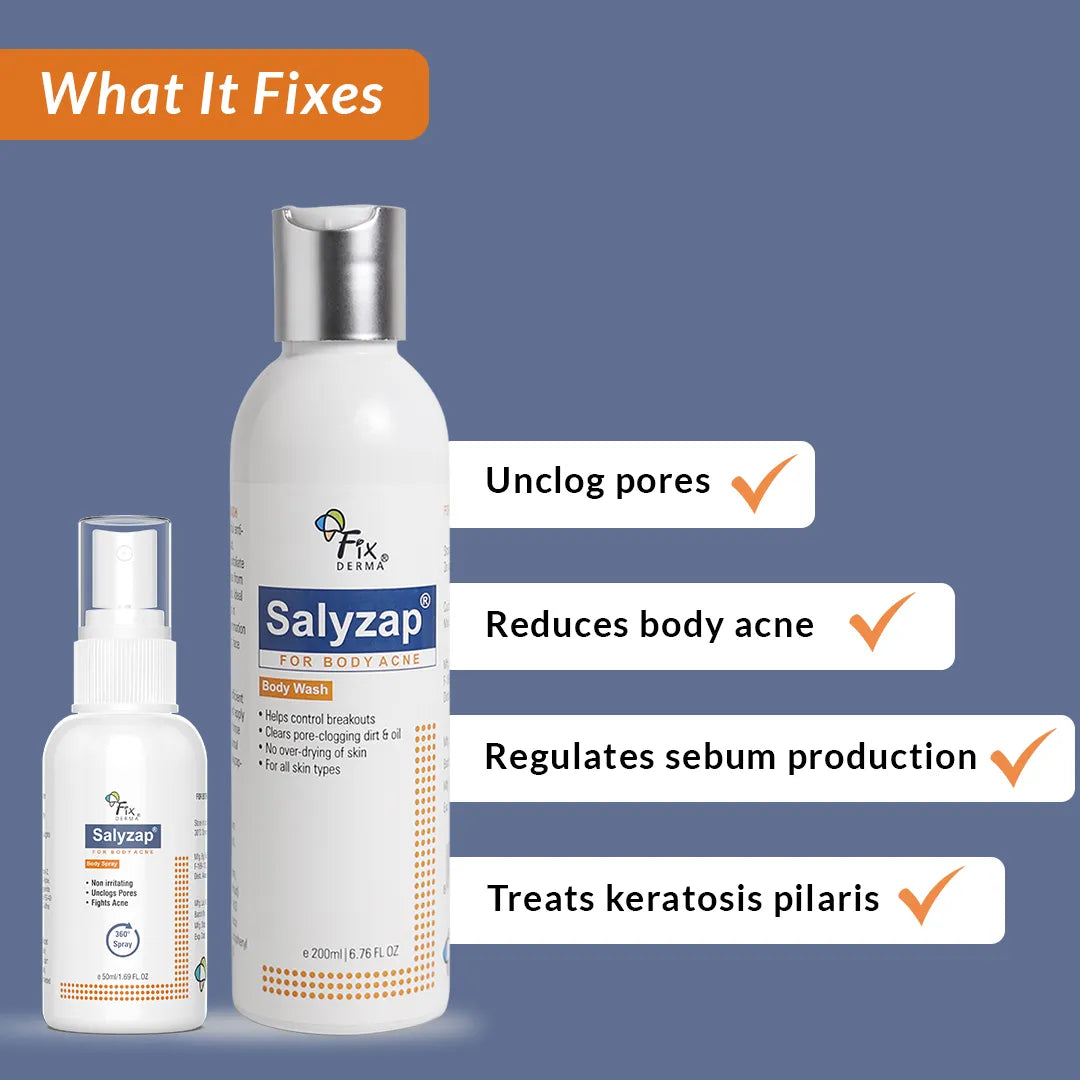 Fixderma Body Acne Kit - Salicylic Acid + Tea Tree Oil Treatment For Body Acne, Body Spray 50ml + Body Wash 200ml - Image 3 - Buy from Indicrest
