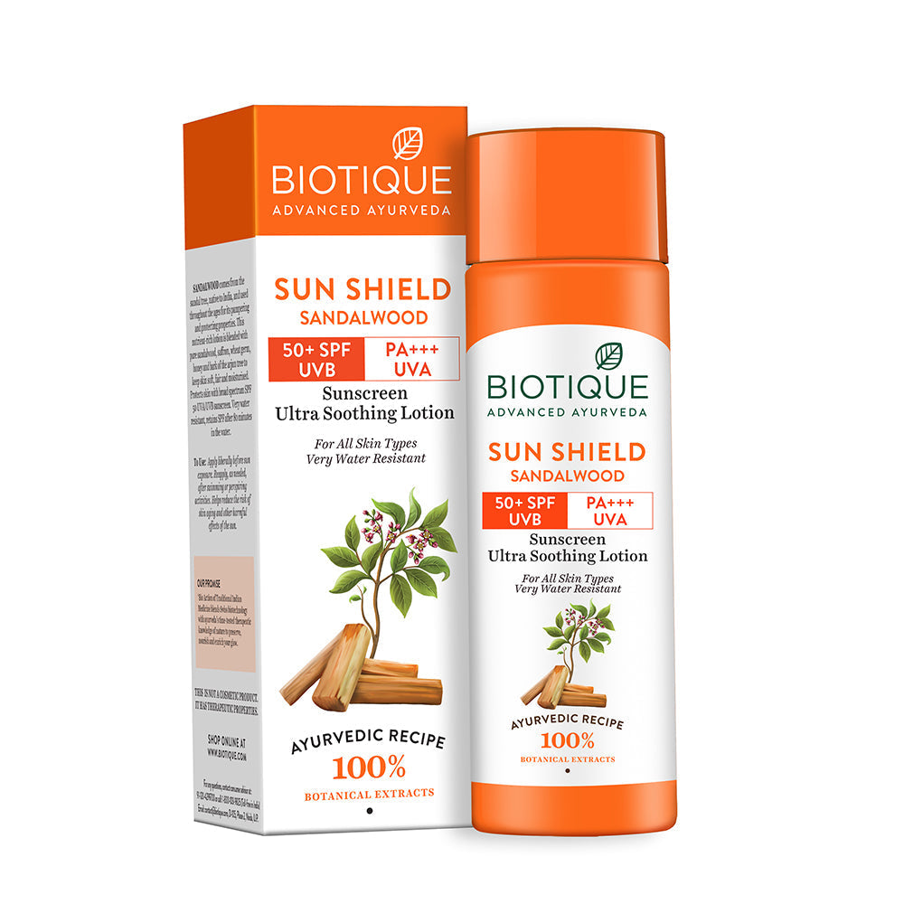 Biotique Sun Shield Sandalwood 50+SPF Sunscreen Lotion, 120ml - Buy from Indicrest