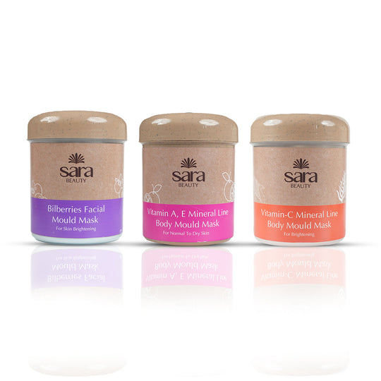 Sara Bilberries Face Mould Mask No 12 (IN Jar) + V.A.E. Mineral Line Body Mould Mask No14 (IN JAR) + Vit-C Mineral Line Body Mould Mask No-13 ( IN JAR) - Buy from Indicrest