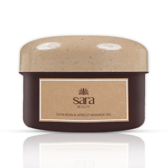 Sara Beauty Soya Bean & Apricot Massage Gel container on a white background Buy at Indicrest