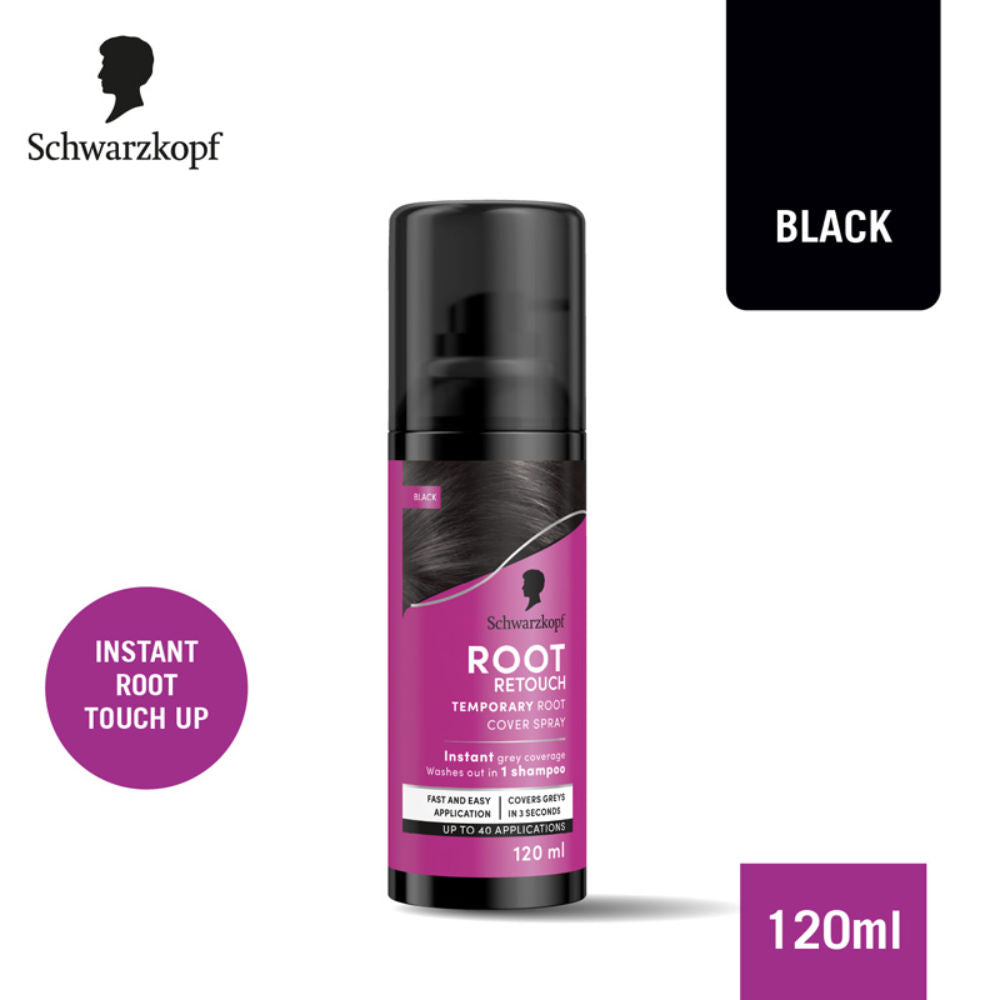Schwarzkopf root touch up spray bottle on a white background
