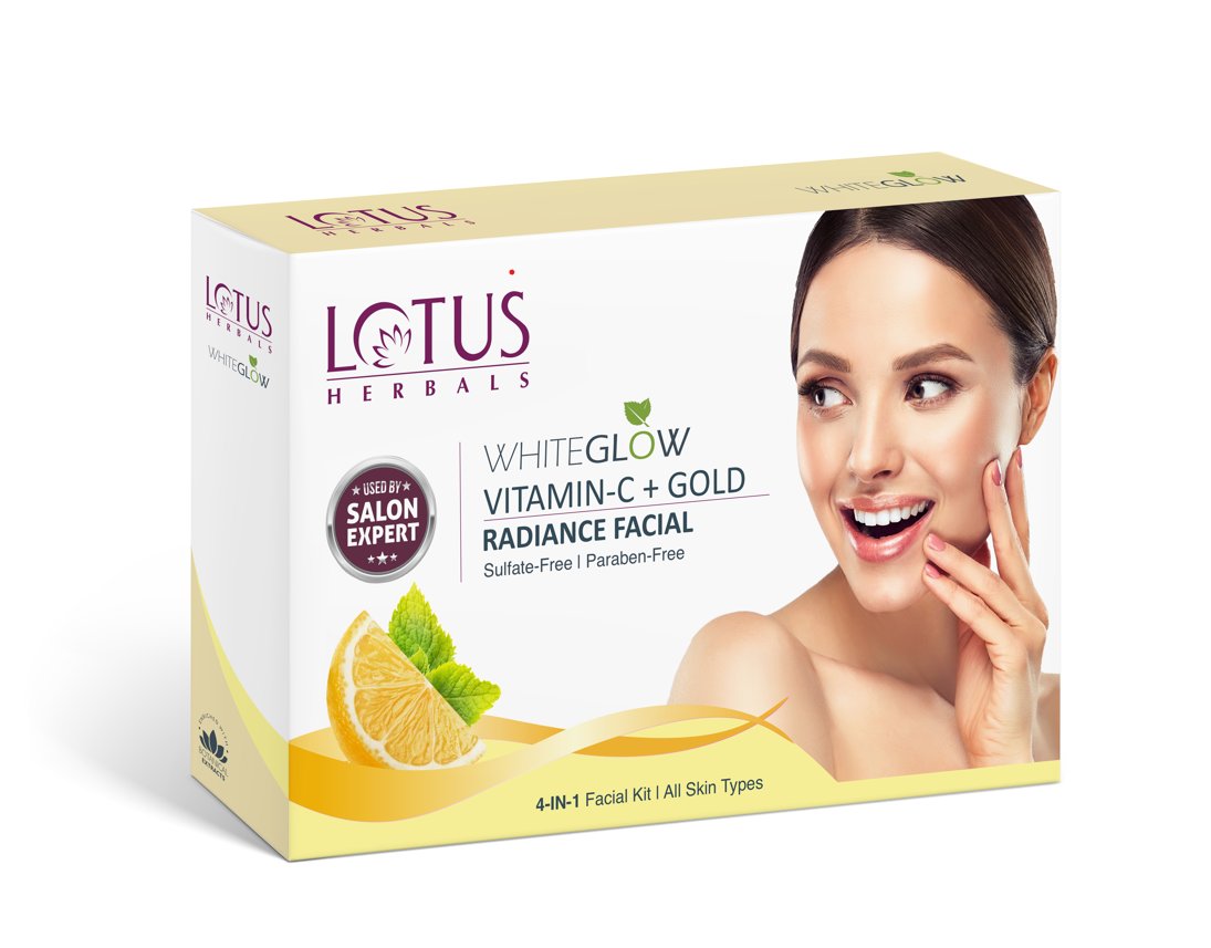 Lotus Herbals WhiteGlow Vitamin C + Gold Radiance Facial Kit(4 in 1), 228g
