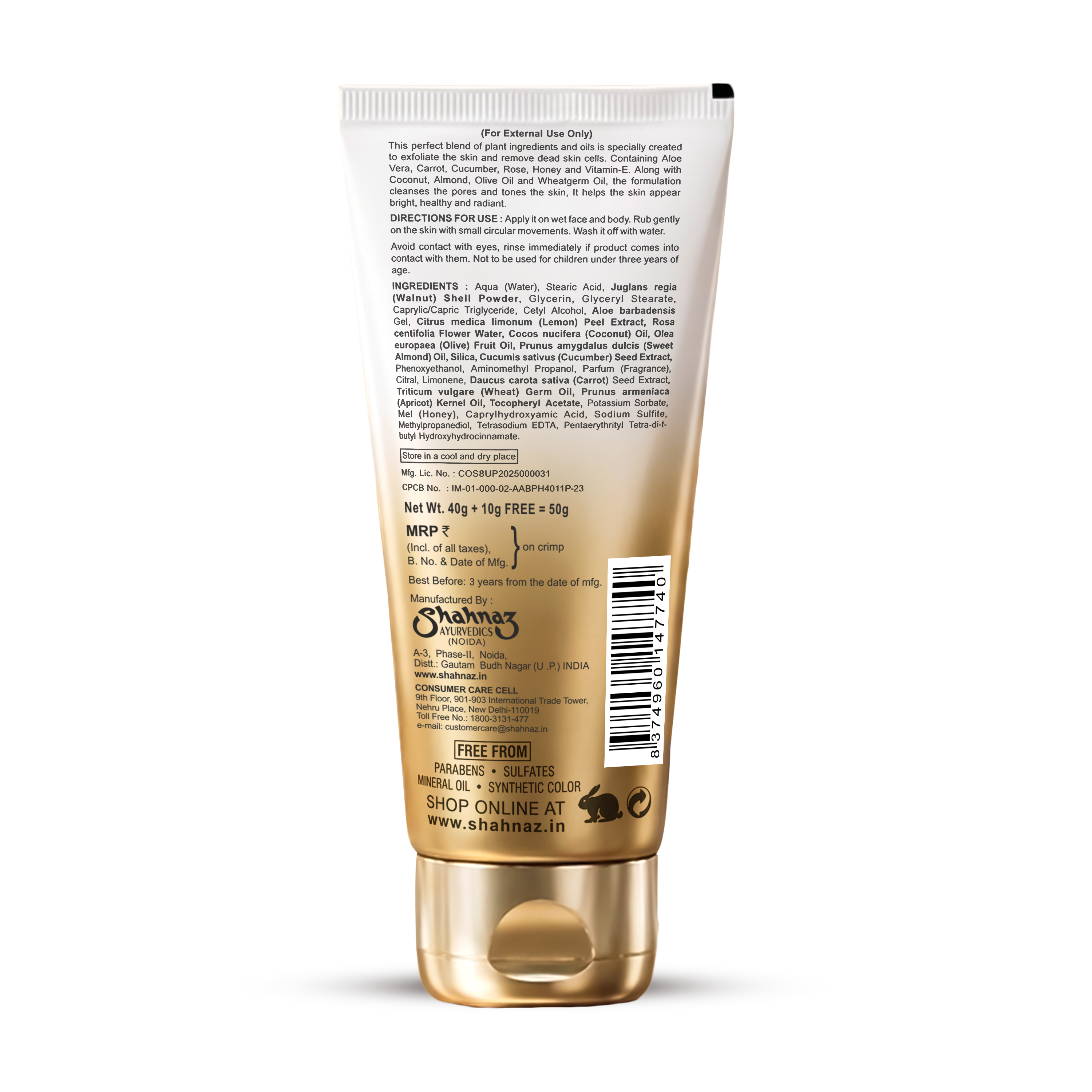 Shahnaz Husain Shascrub Premium, Walnut Face & Body Scrub, 40g - Image 5 - Buy from Indicrest