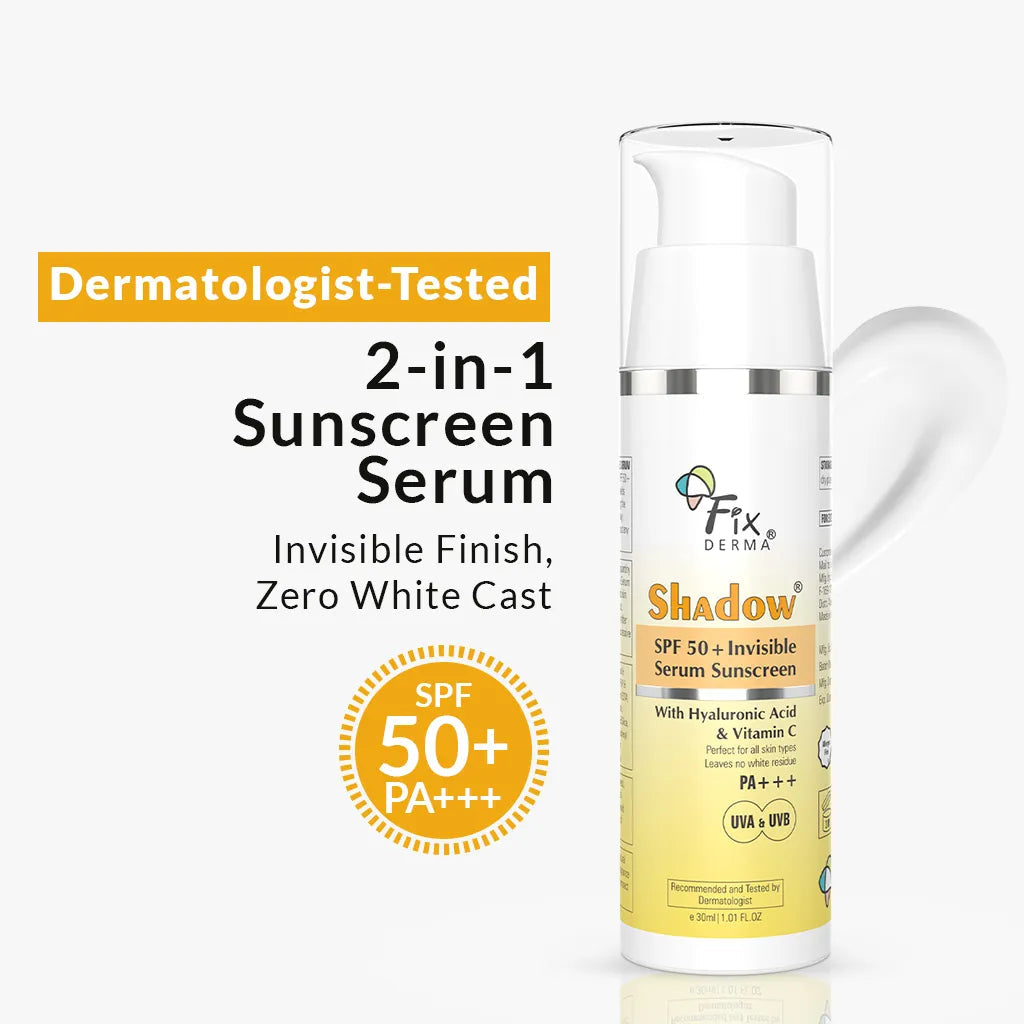 Fixderma Shadow SPF 50+ Invisible Serum Sunscreen | Hydrates, Brightens and Protects the skin, 30ml - Buy from Indicrest