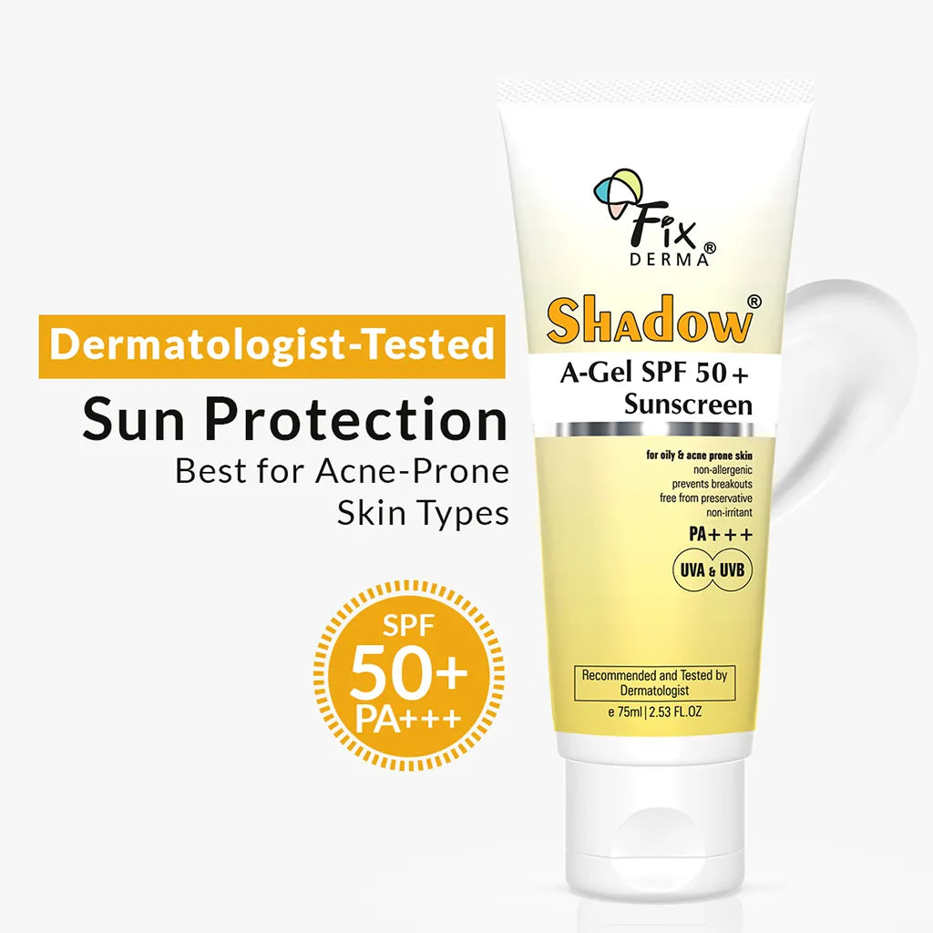 Fixderma Shadow A gel SPF 50+ Sunscreen | Oil-Free Sun Protection for Acne-Prone Skin, 75ml - Buy from Indicrest