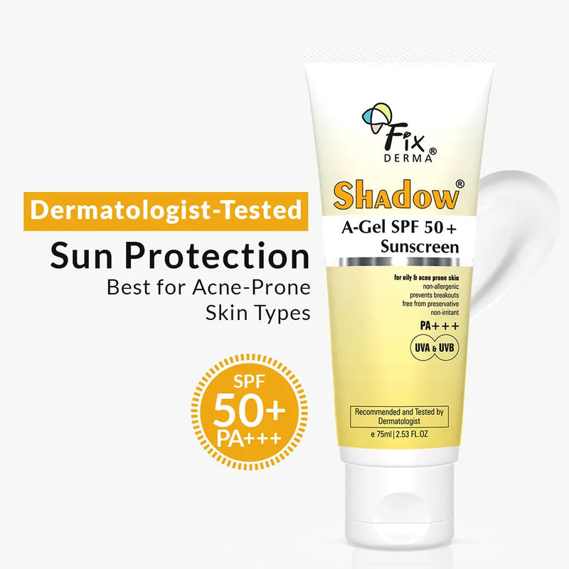 Fixderma Shadow A gel SPF 50+ Sunscreen | Oil-Free Sun Protection for Acne-Prone Skin, 75ml - Buy from Indicrest