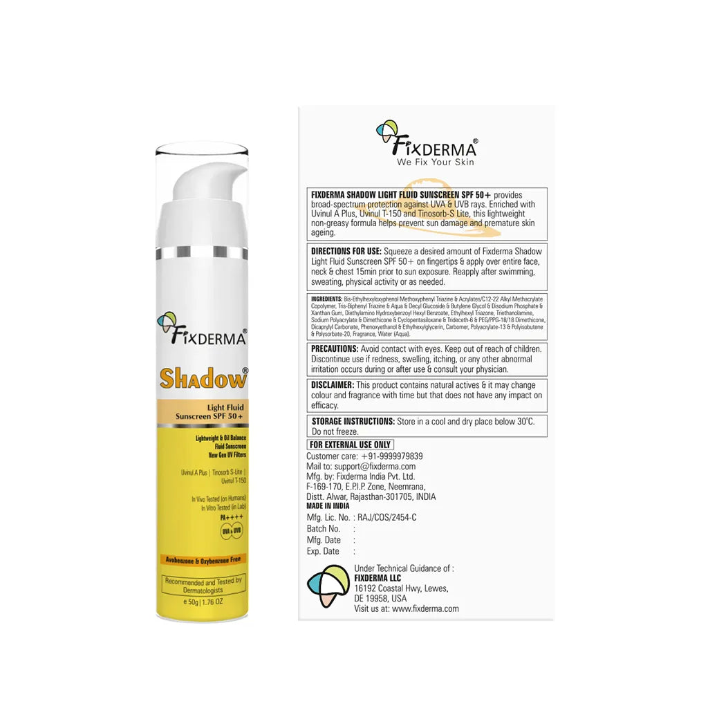 Fixderma Shadow Light Fluid Sunscreen SPF 50+, 50g - Image 8 - Buy from Indicrest