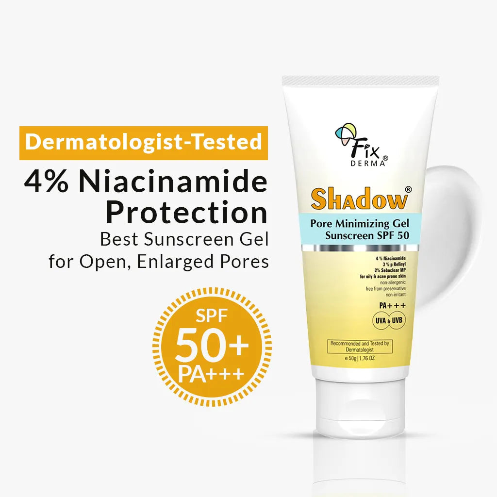 Fixderma Shadow Pore Minimizing Gel Sunscreen SPF 50 | Best Non-Greasy Gel Sunscreen for Oily Skin, 50g - Buy from Indicrest