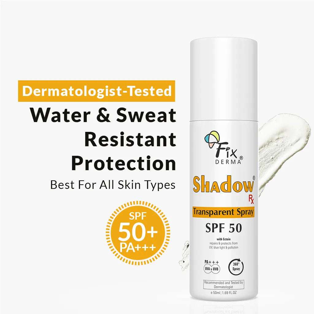 Fixderma Shadow Rx Transparent Spray SPF 50 | Provides upto 80 mins of water & sweat resistant protection, 50ml - Buy from Indicrest