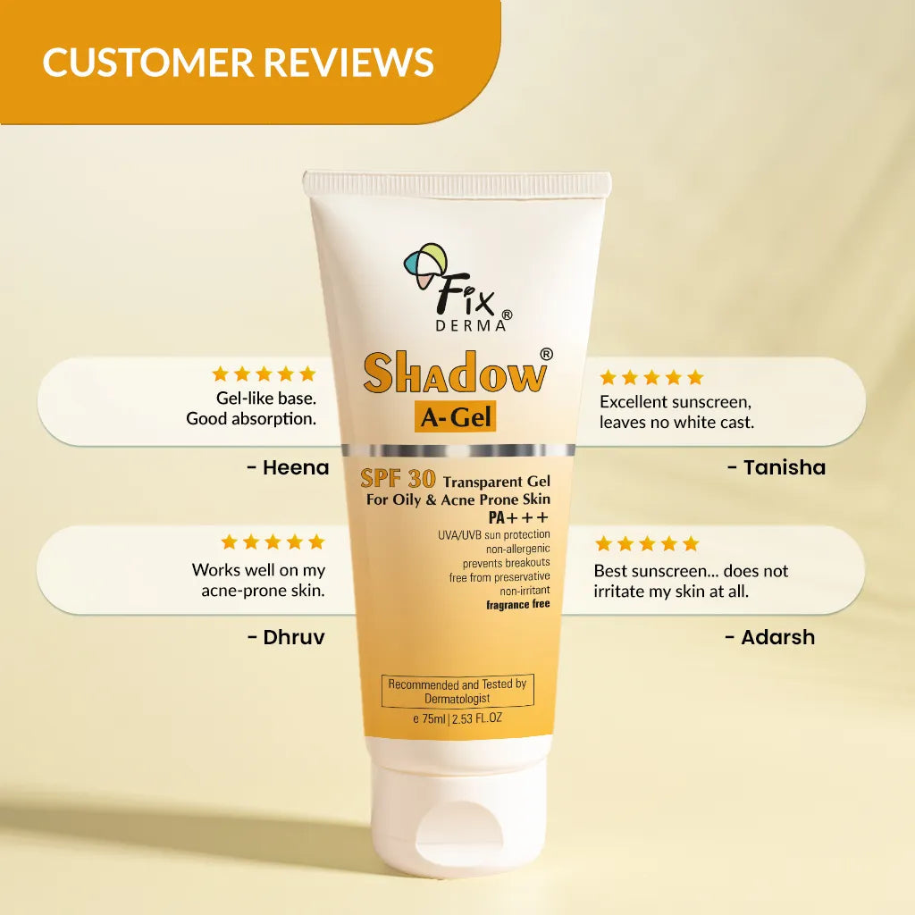 Fixderma Shadow Sunscreen A-Gel SPF 30 | Transparent, Gel based Sunscreen for acne-prone skin, 75ml - Image 5 - Buy from Indicrest