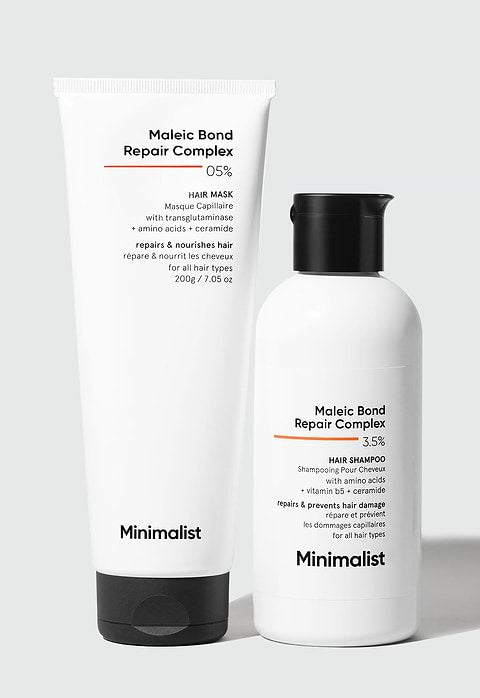 Minimalist Maleic Bond Repair Complex Hair Shampoo & Mask Duo For Repairs, prevent hair damage and nourishes hair, Hair Mask 30g + Hair Shampoo 50ml - Buy from Indicrest