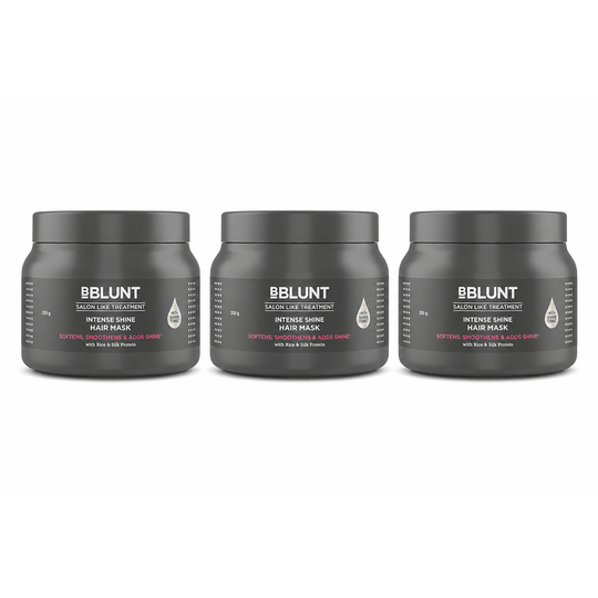 Bblunt Intense Shine Hair Mask with Rice & Silk Protein for Softer, Smoother & Shinier Hair, 250g, Pack of 3 X 250g - Buy from Indicrest