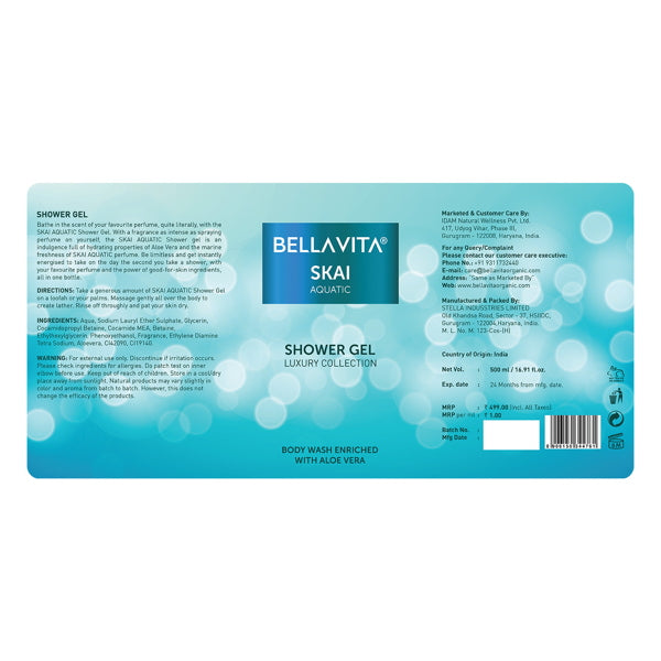 SKAI Aquatic Shower Gel - 500ml - Image 7 - Indicrest