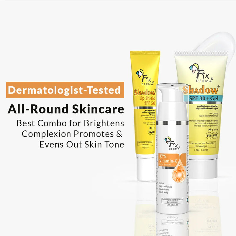 Fixderma Skin Protection Kit, Lip Shield 15g + Sunscreen 40g + Face Serum 30g - Buy from Indicrest
